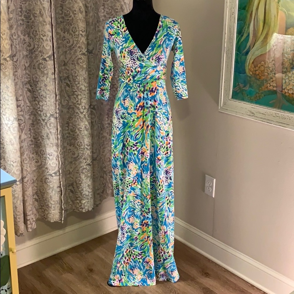 Lilly Pulitzer Gloria Maxi Dress in Sea Soiree S